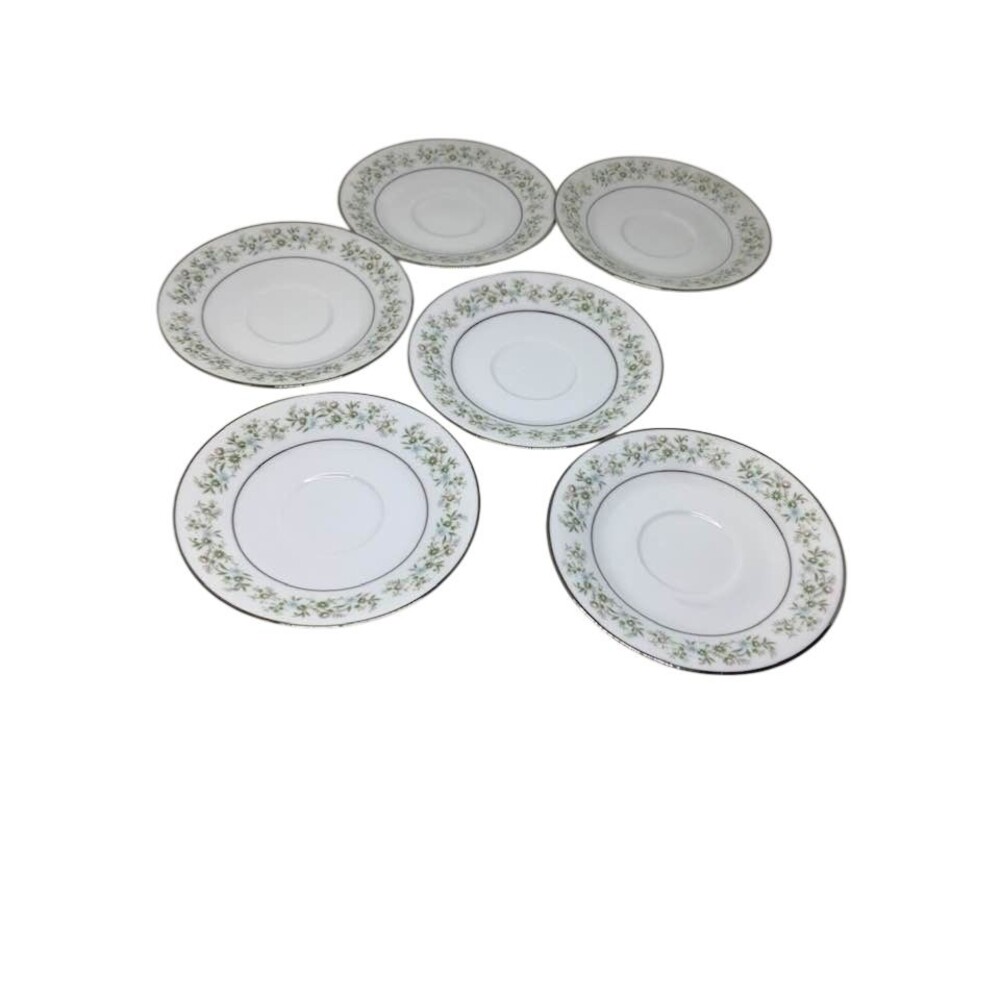 Noritake Savannah Fine China Saucers Japan 2031 White Floral Blue Lot 6